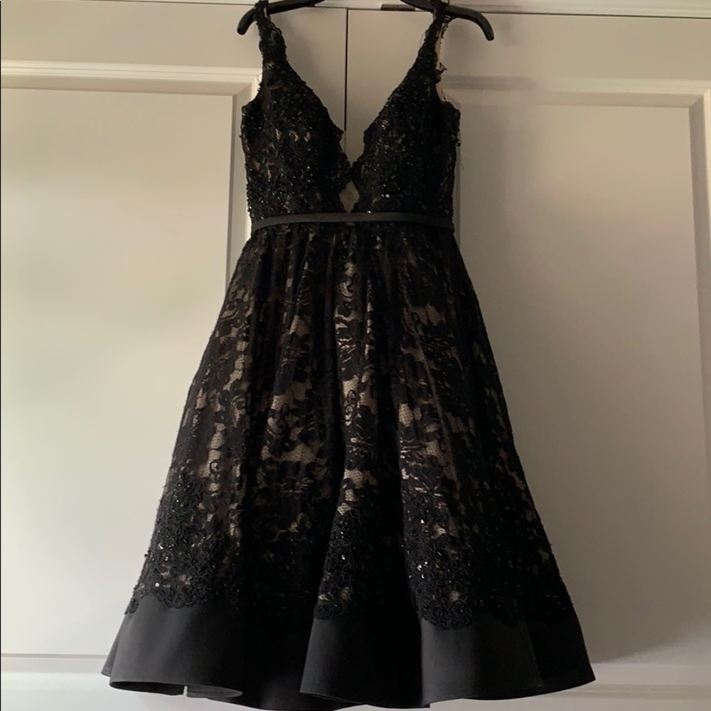 Lace/Bead-Detailed A-Line Dress